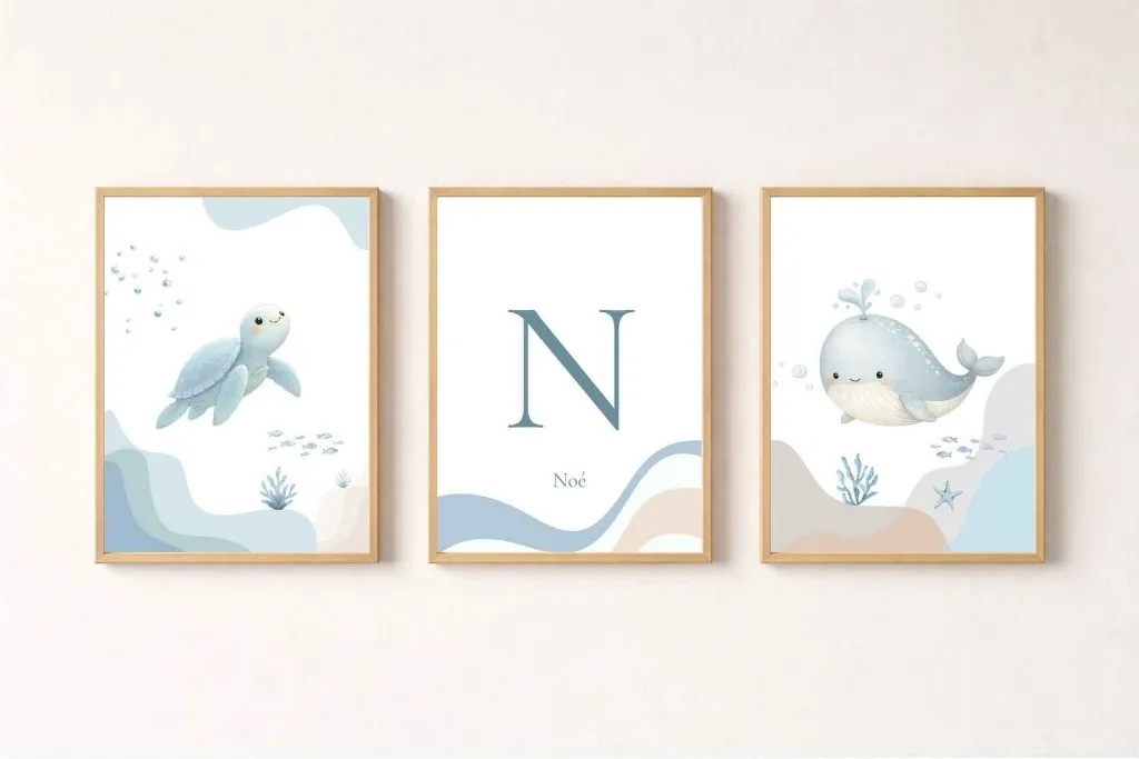 affiche-murale-decoration-enfant-triptyque-animaux-marins.webp