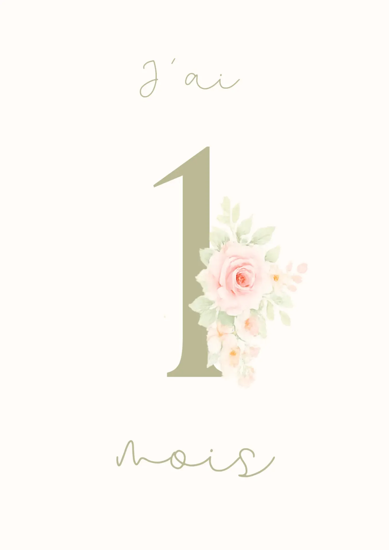 Carte étapes bébé - Fleurs vert