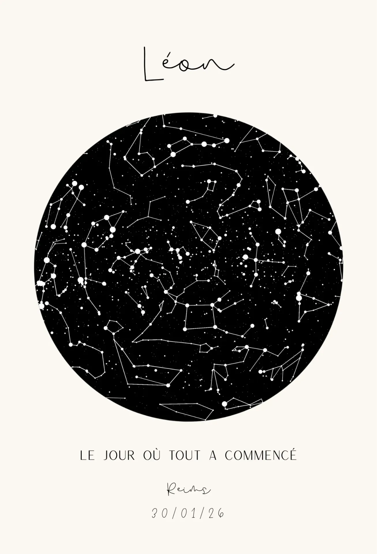 Mon ciel à moi - Noir (30 x 40 cm, Visibles, Beige, Contour noir & centre noir)