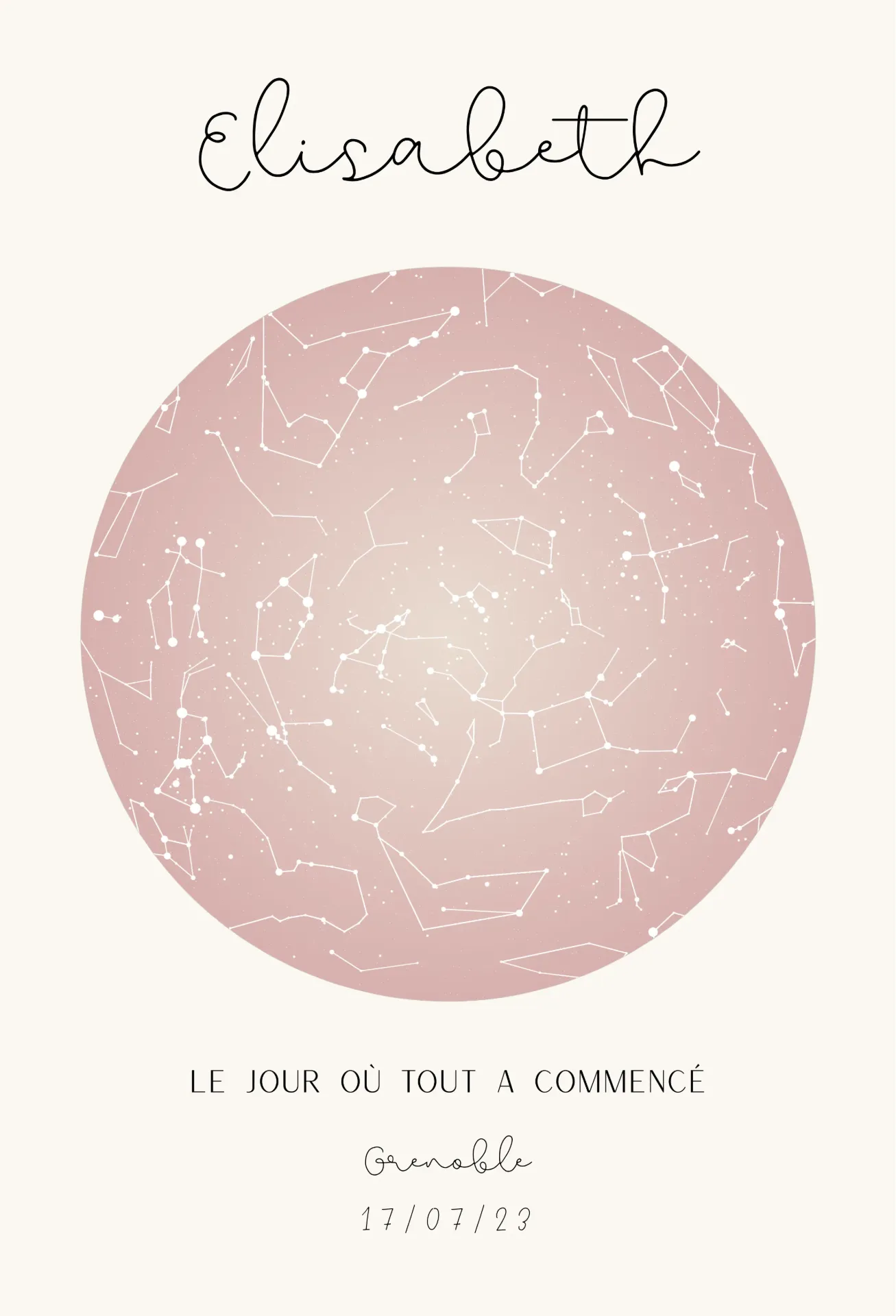 Mon ciel à moi - Rose (30 x 40 cm, Visibles, Beige, Contour rose & centre clair)