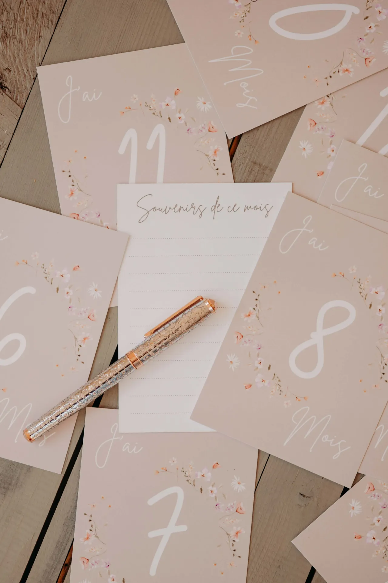 Carte étapes bébé - Couronne marron