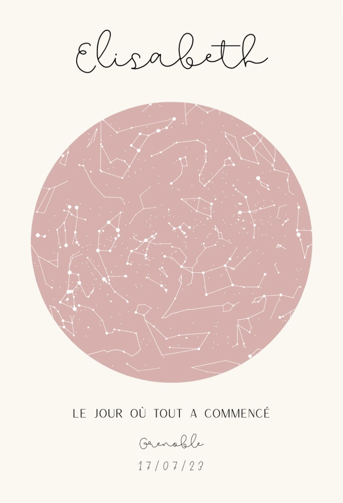 Mon ciel à moi - Rose (Visibles, Beige, Contour sombre & centre rose)