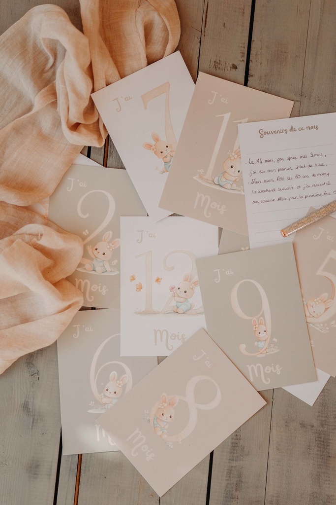 Carte étapes bébé - Lapins